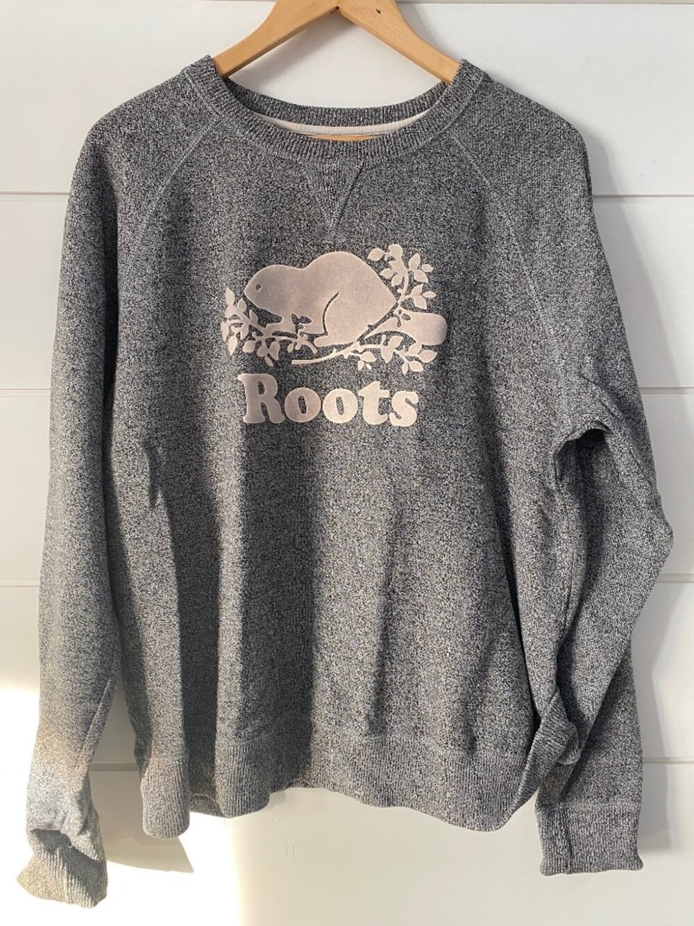 Women Roots Grey Crewneck Sweater Large